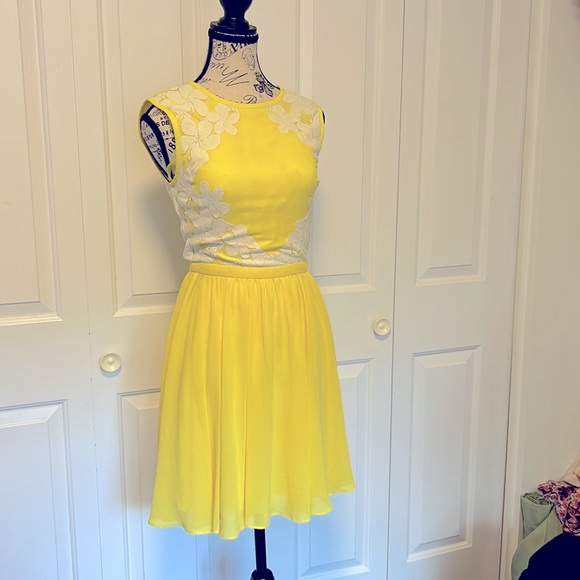 Sunshine โ๏ธ Yellow Lace and Chiffon Dress - Picture 3 of 3